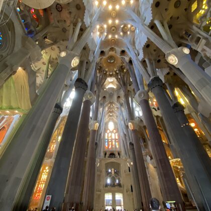 Inside of La Sagrada Familia in Barcelona, Spain 2021