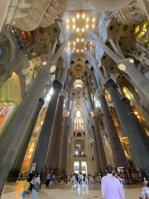 Inside of La Sagrada Familia in Barcelona, Spain 2021